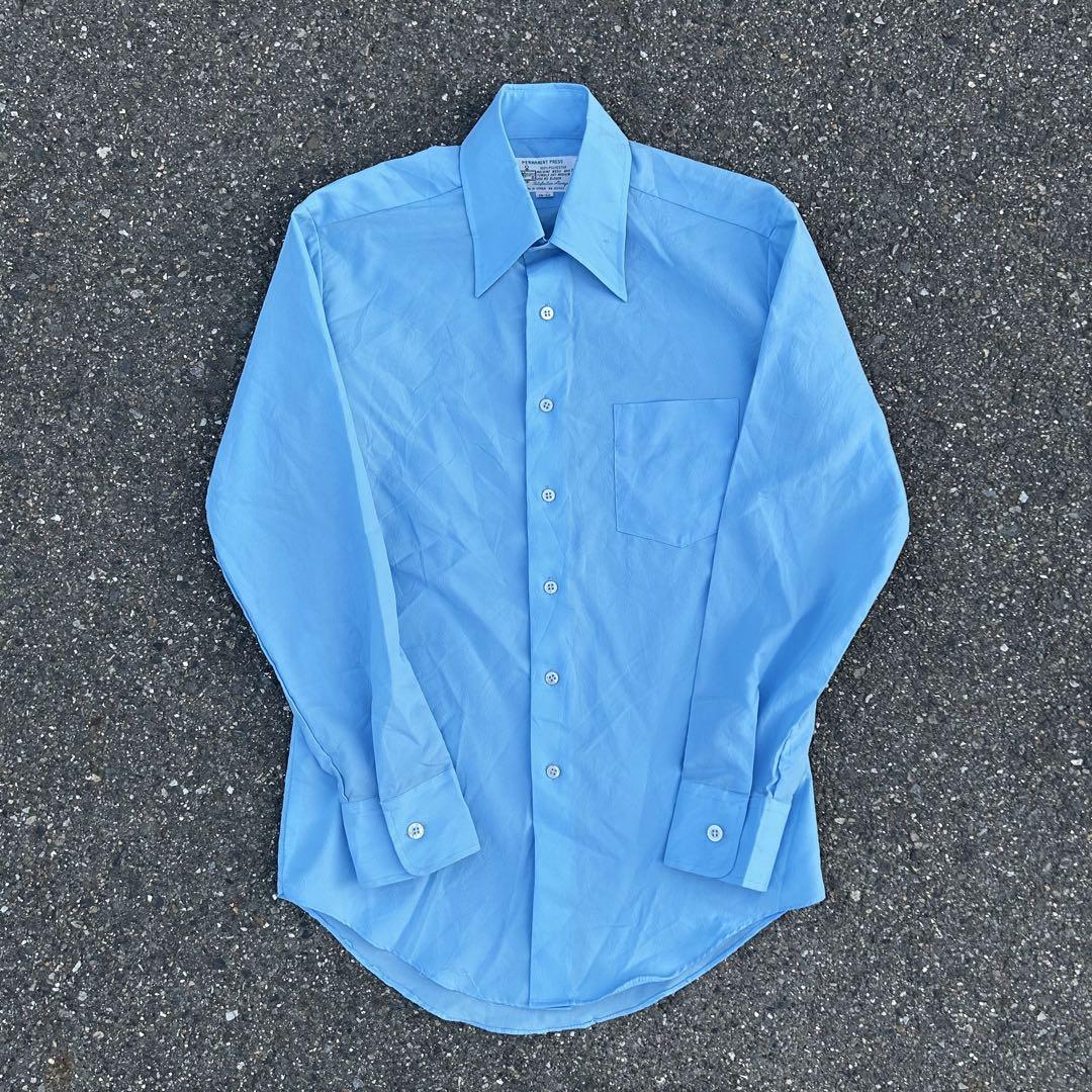 ## PERMAMENT PRESS 70s Open Collar Shirt, Light Color, Vintage