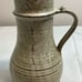 Vintage stoneware pottery pitcher Green beige brown large Stamped