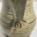 Vintage stoneware pottery pitcher Green beige brown large Stamped