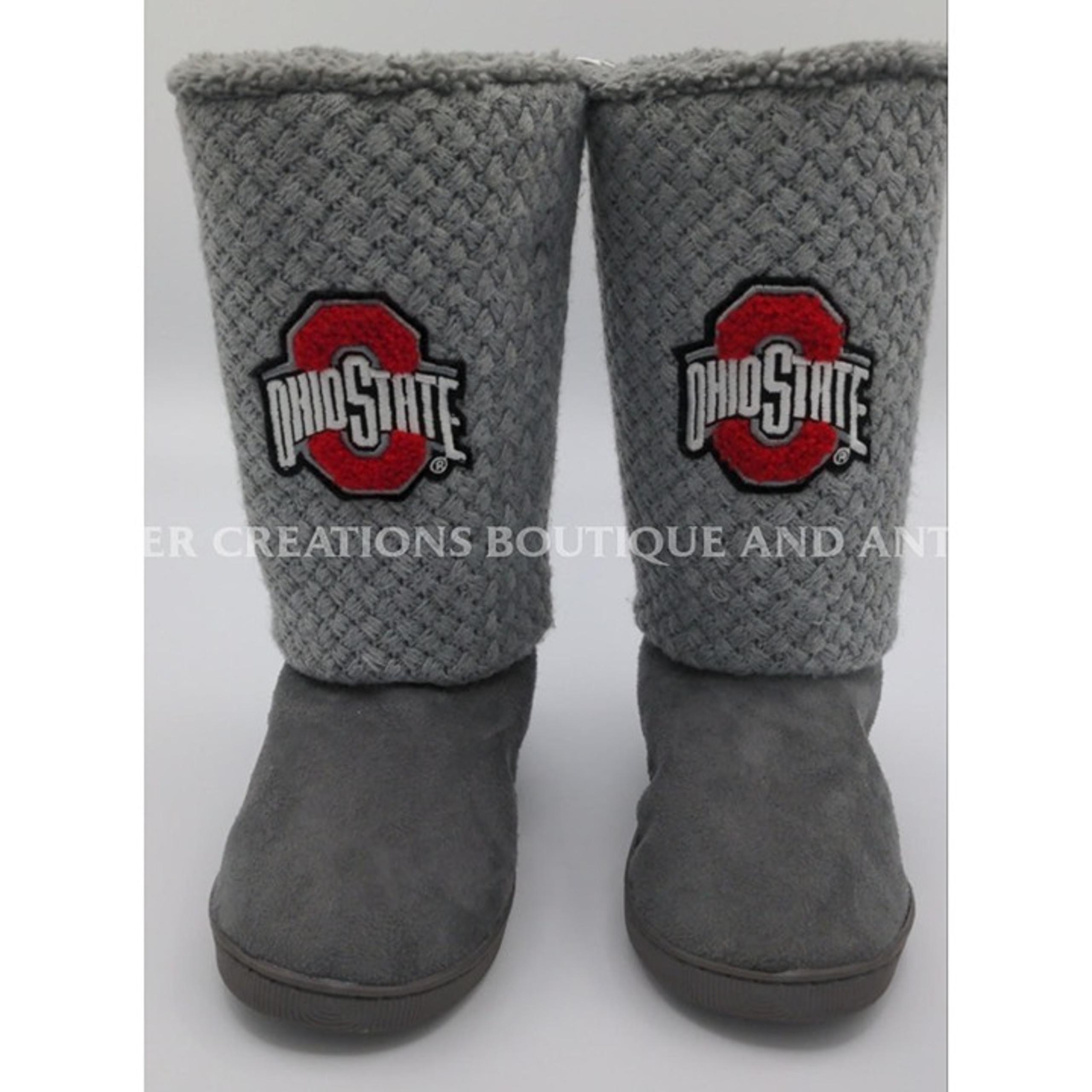 NWT Ohio State Boots Size 5/6 Gray Knit Upper MidCalf Buckeyes School Spirit