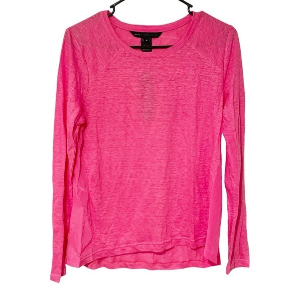 Marc by Marc Jacobs Size Medium 100% Linen Pink Thin Knit Long Sleeve Top NEW