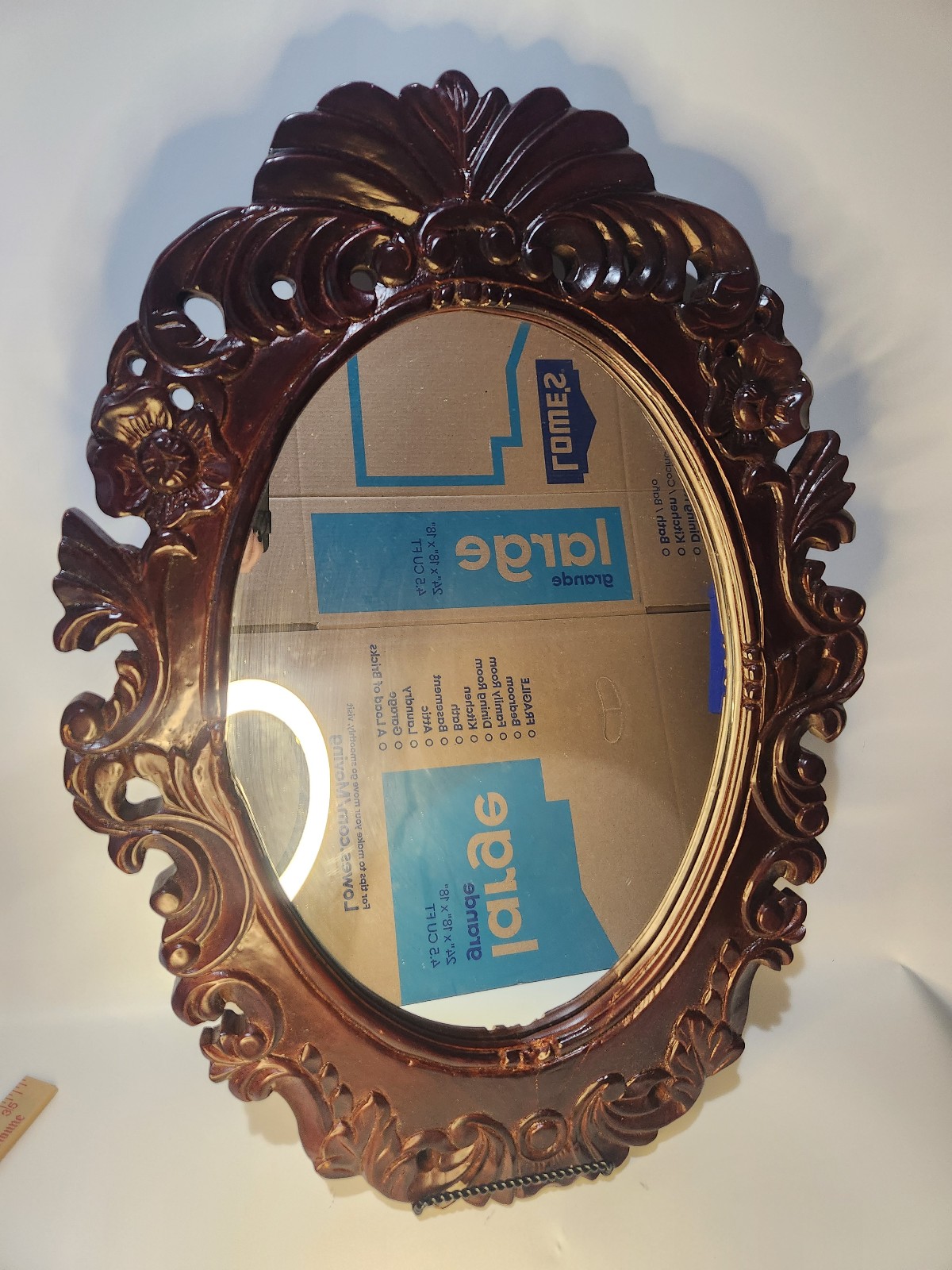 Lovely Hallway Bathroom Vanity Mirror Hand Carved wooden Plaster Frame Vintage