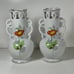 Set Of 2 Occupied Japan Porcelain Vase Flowers Gold Rim Double Handled 6”