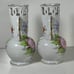 Set Of 2 Occupied Japan Porcelain Vase Flowers Gold Rim Double Handled 6”