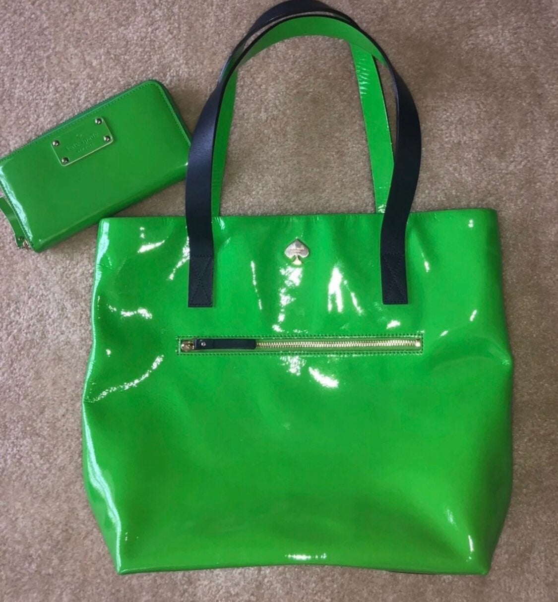 Kate Spade Tote Wallet Green Patent