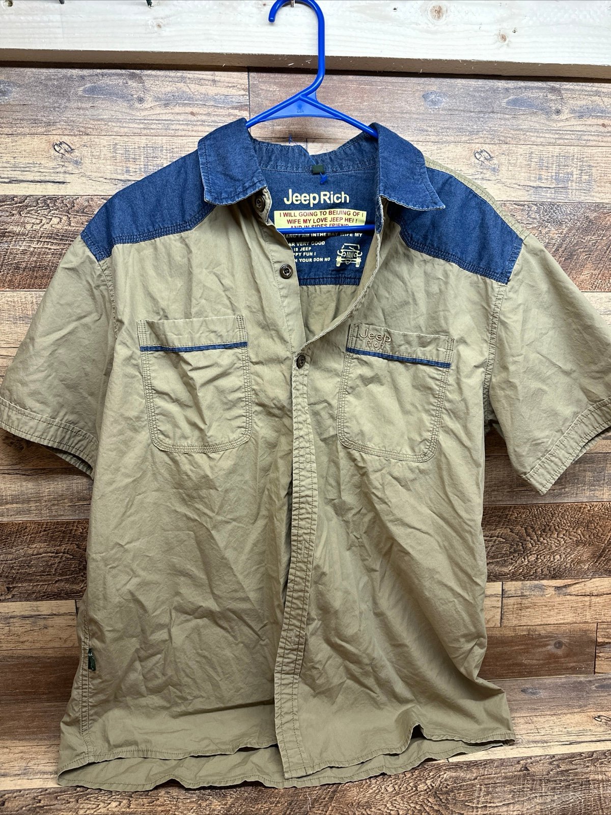 Jeep Rich Army Brow/denim Button-Up Closure Jacket Lightweight Size-3XL Read