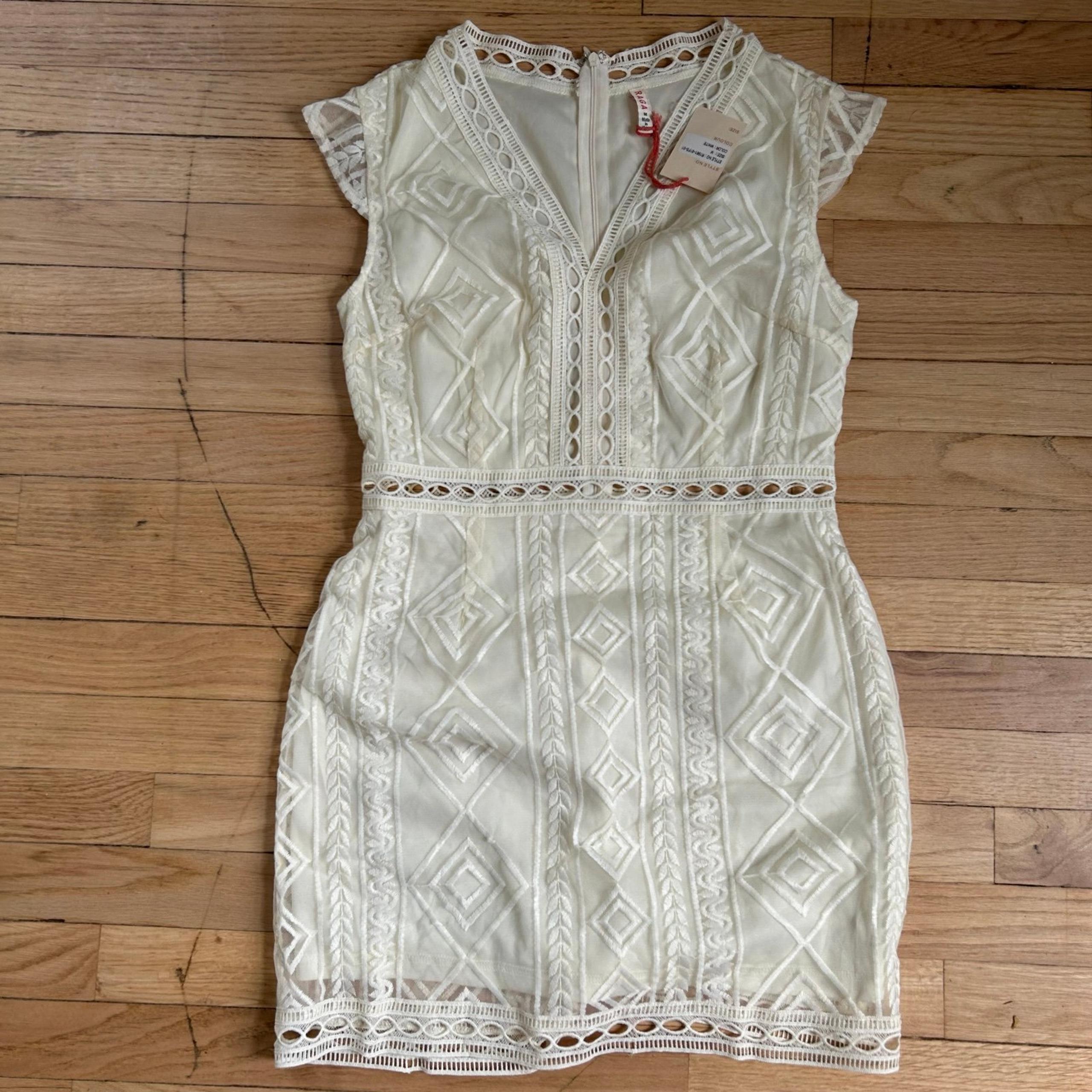 Nwt raga mini dress lace white ivory medium women’s