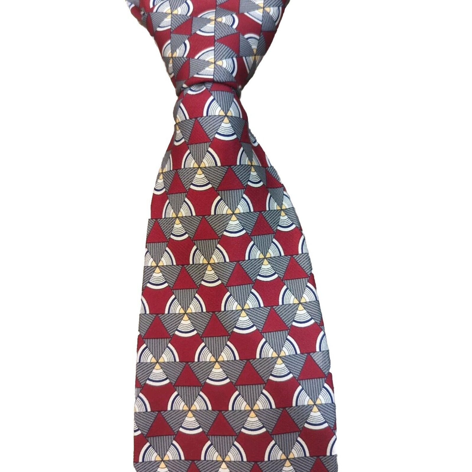 Robert Talbott Hand Sewn Mens Silk Tie Red, Gray&Gold 59 X 3.75