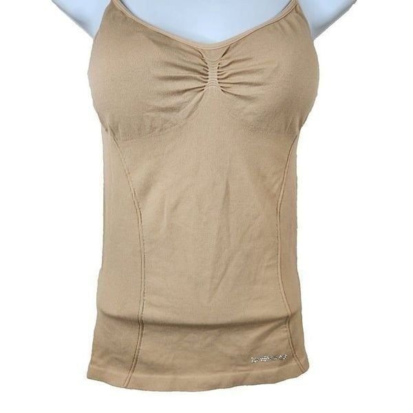 Vintage Y2K Bebe Tank Top Ribbed Stretch Layering Beige Womens M