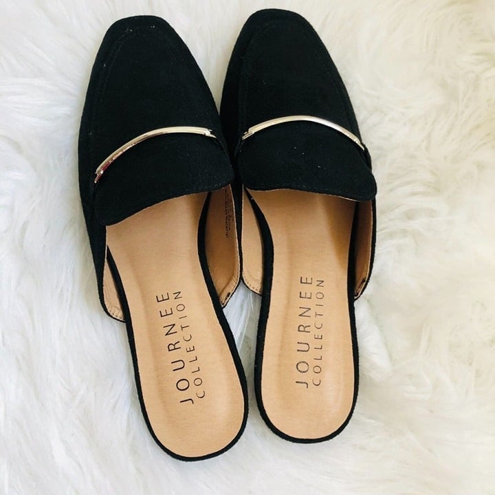 Journee Ameena Womens Loafer Size 6 Black Slip On Pointed Toe Flats Shoes NWB