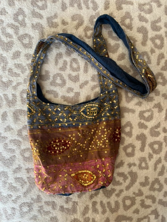 Hippy Sequenced Gold Fairy Colorful Shoulder Bag