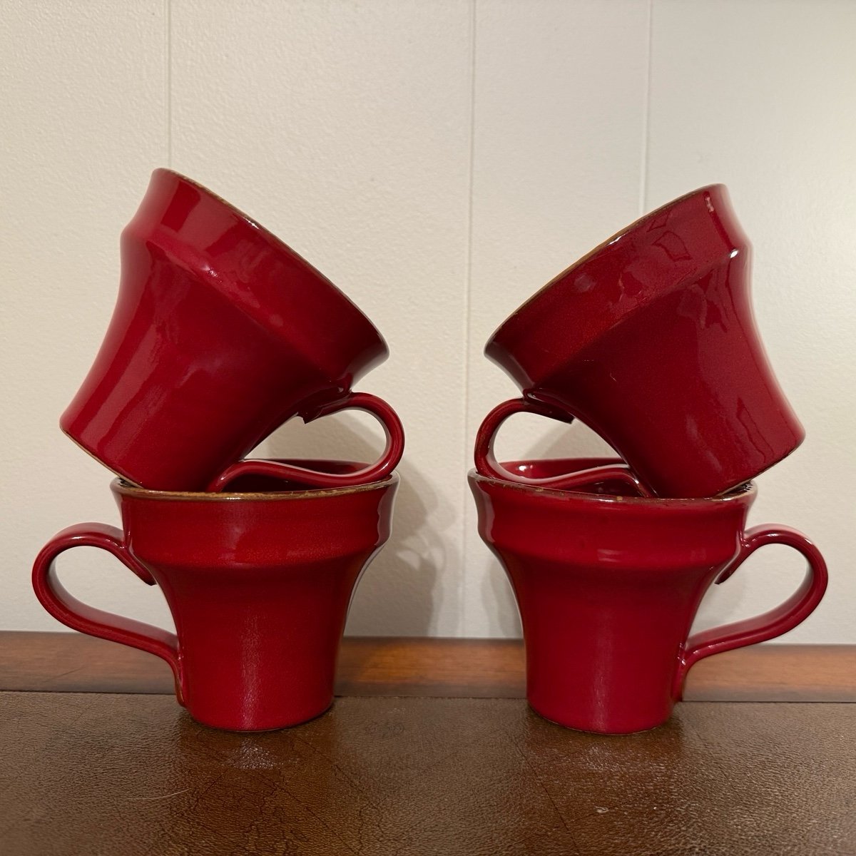 VIETRI Red Rosso Vecchio Mugs Made In Italy Set of 4