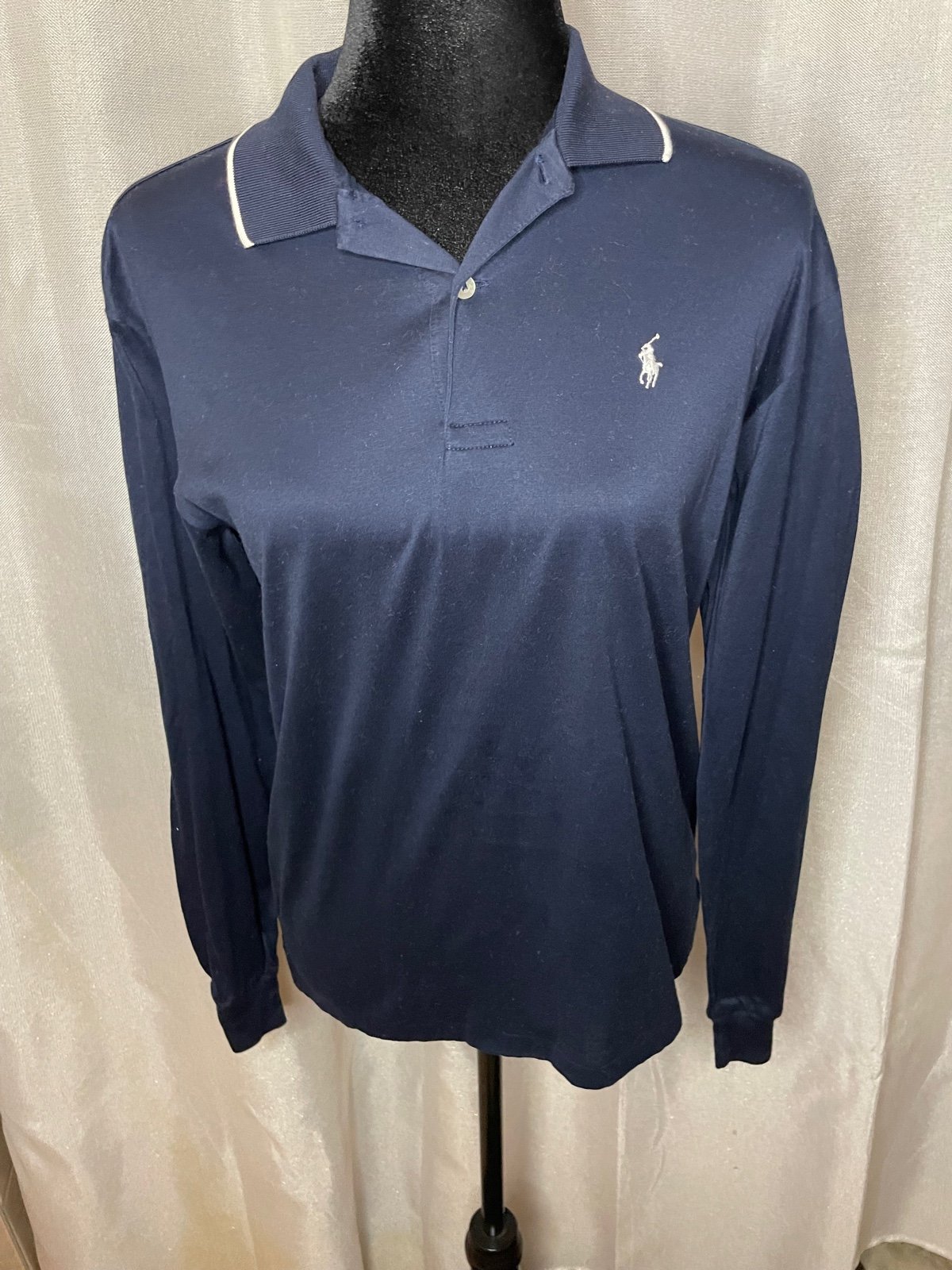 Polo Golf Ralph Lauren Women's Tailored Fit Long Sleeve Polo Shirt - Navy small.