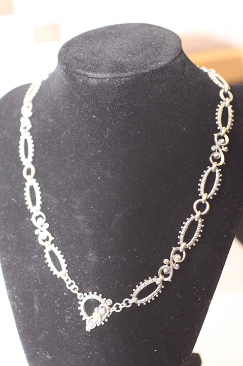 Bixby 18K Gold 925 Sterling Silver Textured Link Toggle Necklace (R754)
