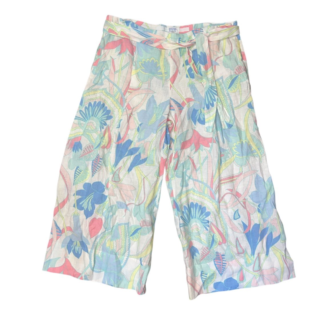 ESCADA Sport Multicolor Pastel Floral Beach 100% Linen Size 44 Pants