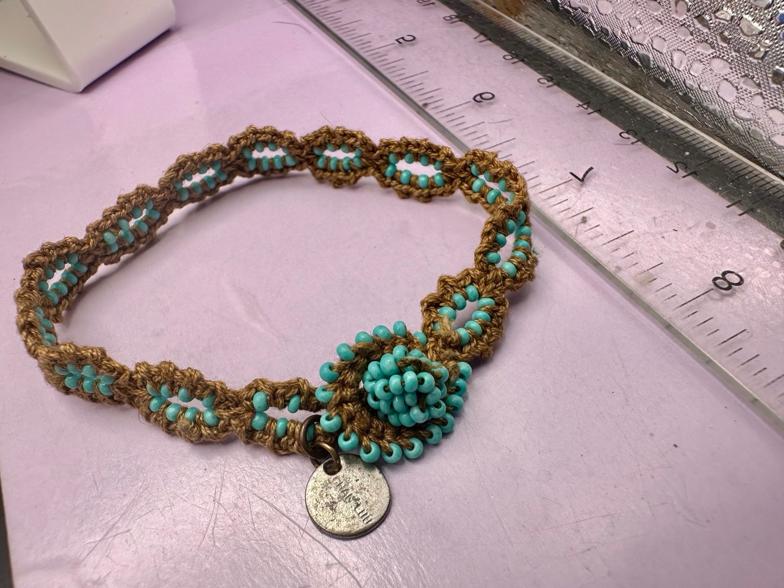 Vintage Chan Luu Turquoise Bead Weave SlipKnot Bracelet