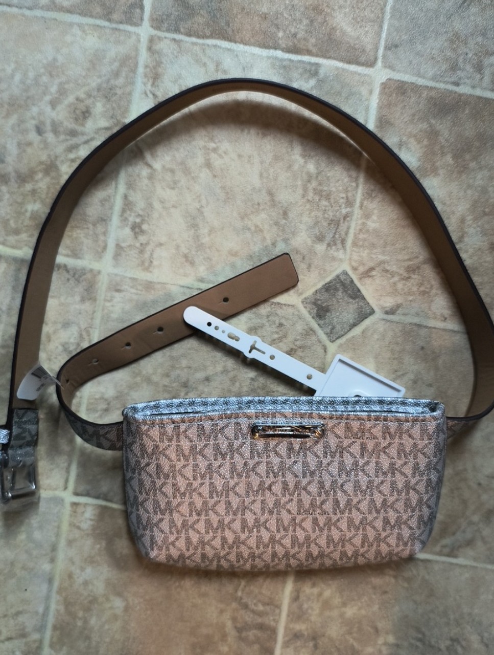 Michael Kors Adjustable Silver Belt Waist Bag Fanny Pack New With Tags