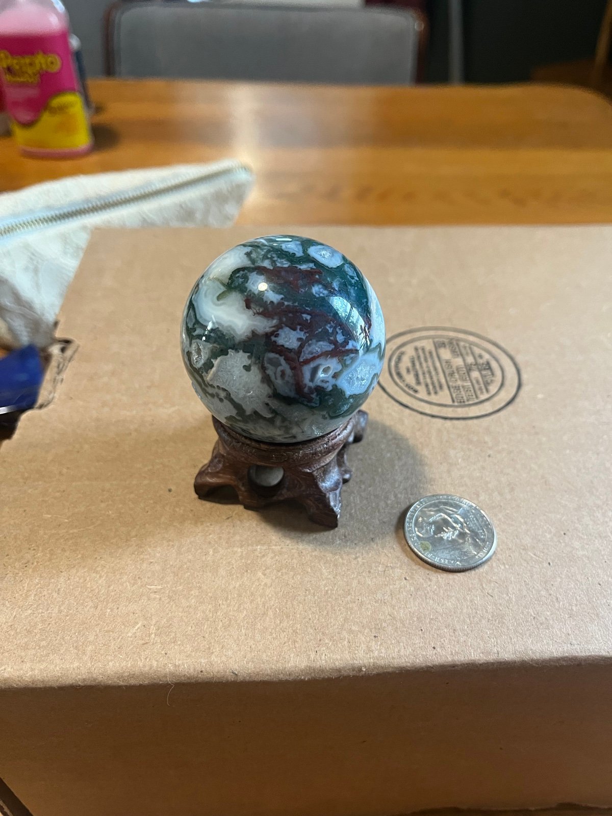 Moss agate sphere crystal