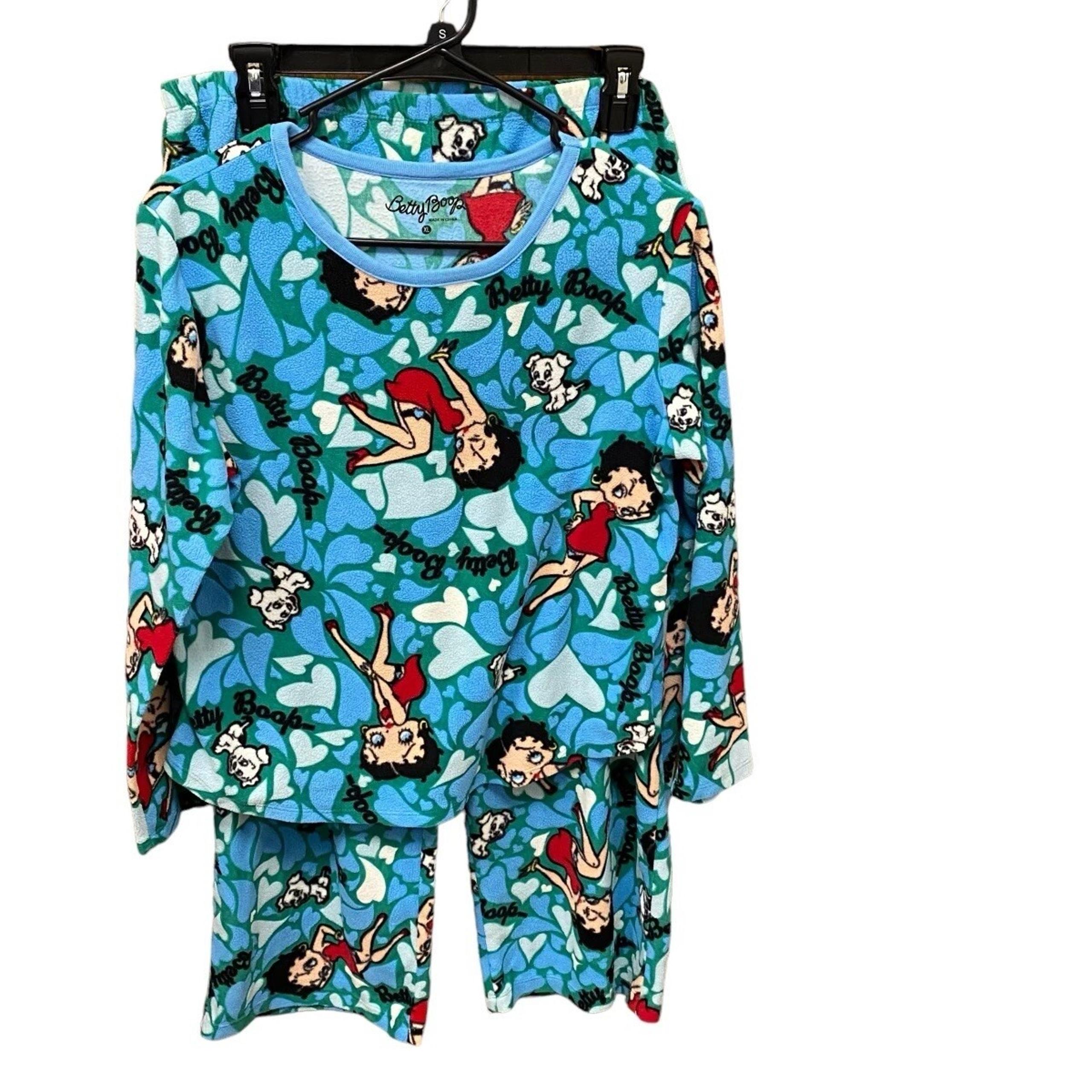 Betty Boop Girls Youth Pajama Set Shirt Lounge Pants Size Extra Large Blue