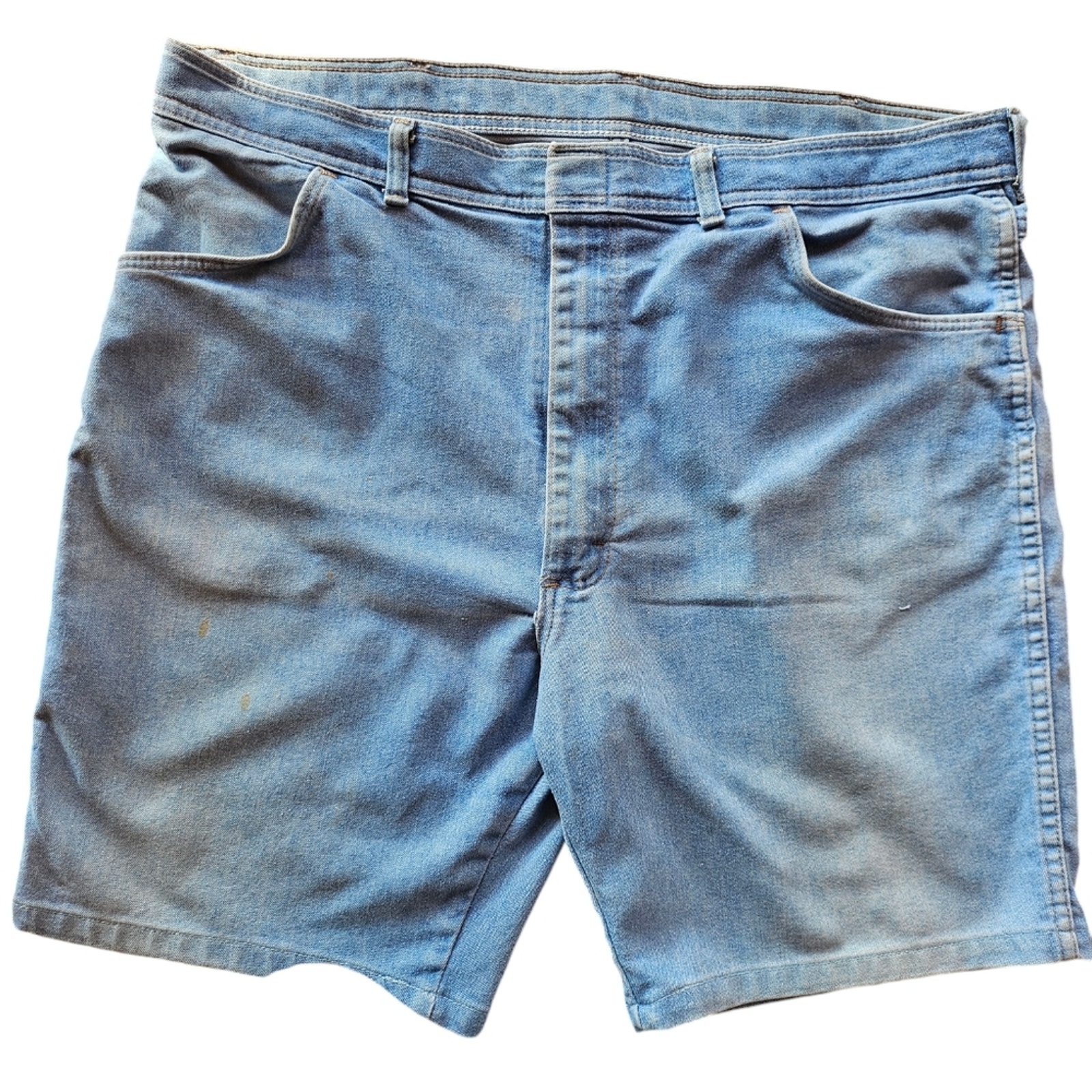 Vintage Wrangler Jorts Men 42 Casual Distressed Cotton Flat Front Shorts Blue
