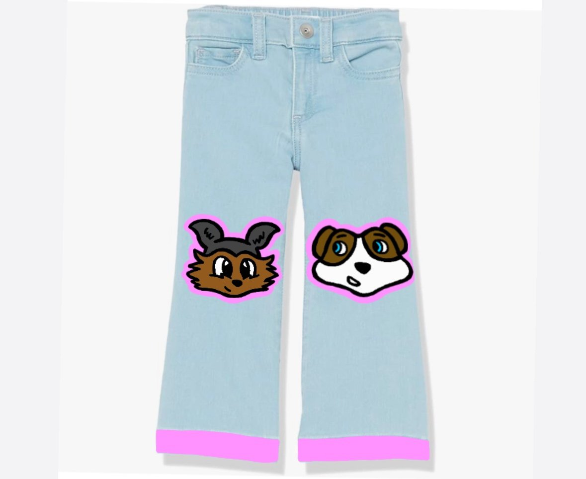 Girls’ Mission Impawssible Wide Leg Jeans Light Blue/Pink Size 3T