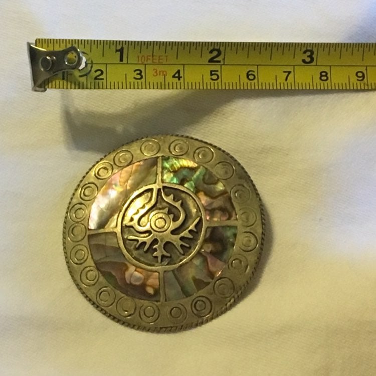 Taxco Abalone Mexico Sterling Brooch Pen