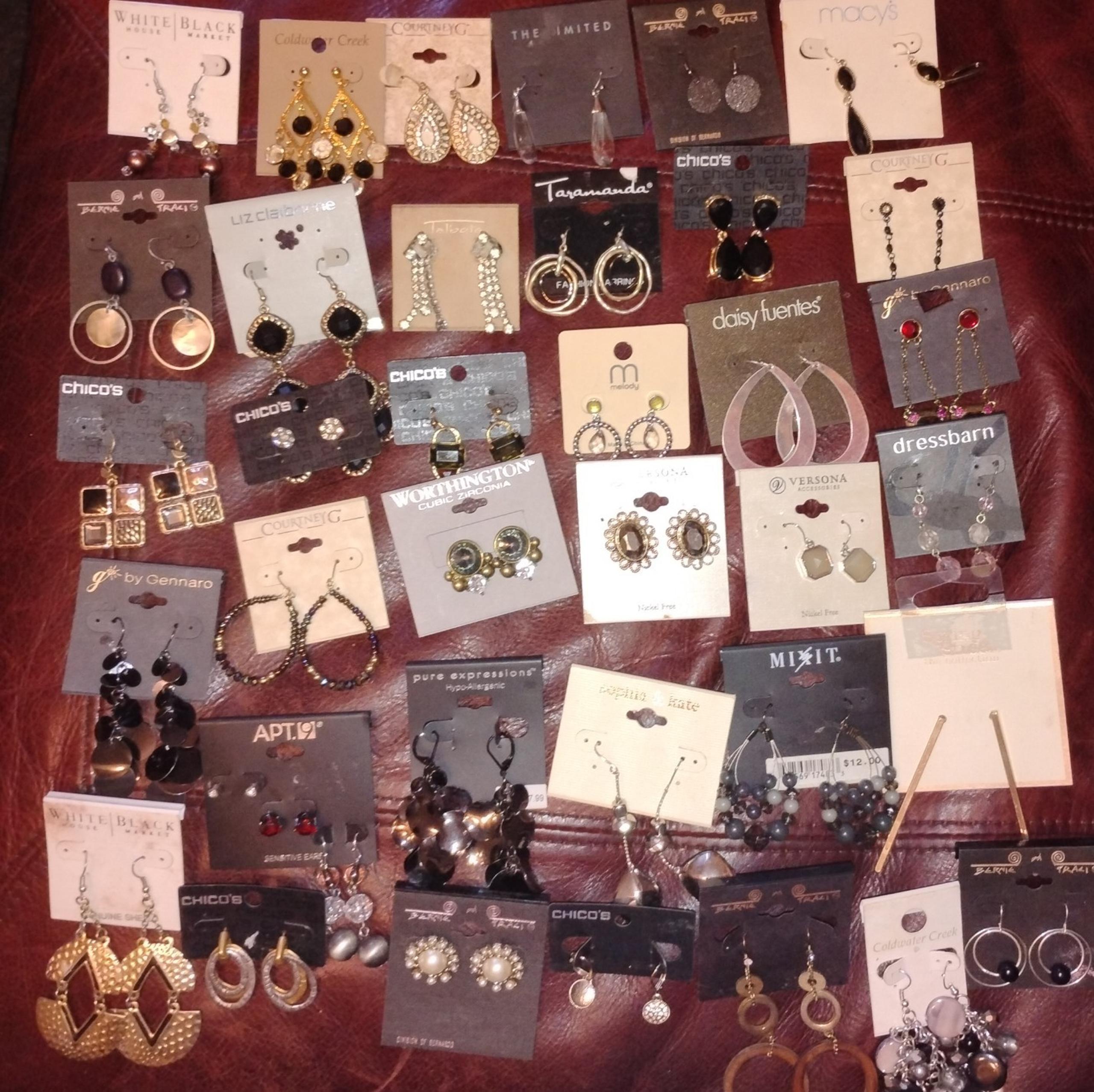 30 Pairs of Beautiful Designer Earrings WHBM, Chico's, G by Gennaro, Talbot's