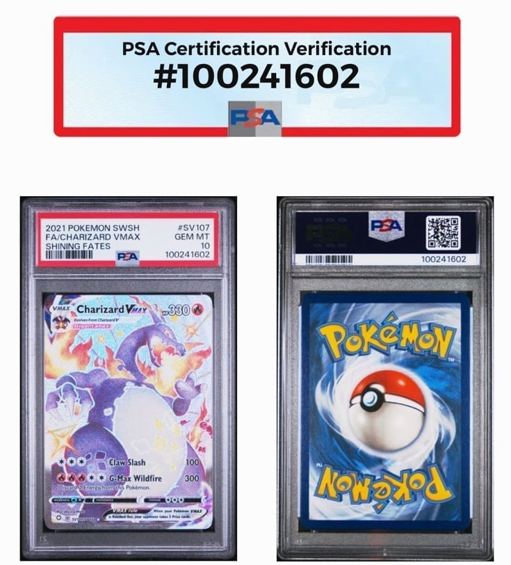 Pokemon 2021 Charizard VMAX SV107/SV122 Full Art Shining Fates GEM MINT PSA 10