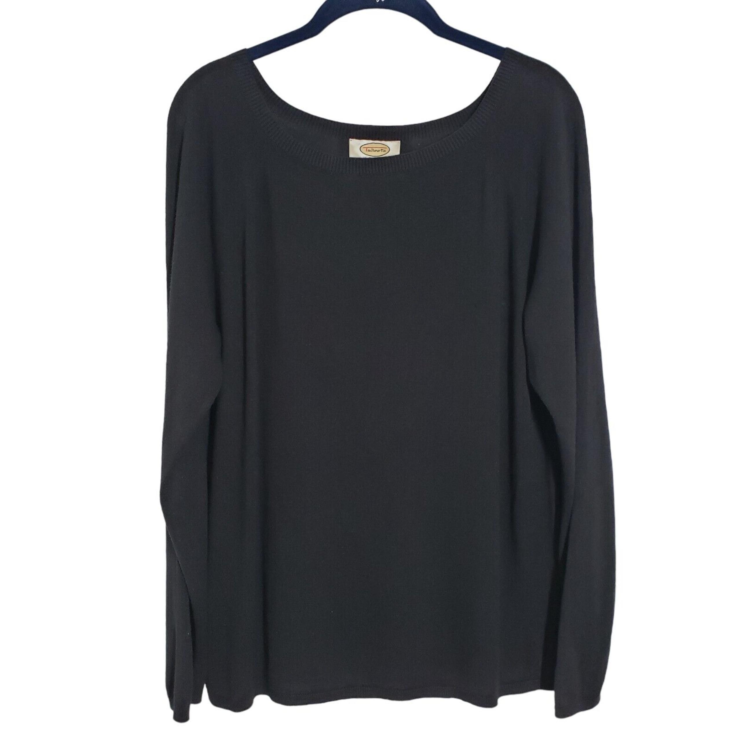 Vintage Talbots Sweater Womens XL Black Italian Yarn Round Neck Viscose 90s