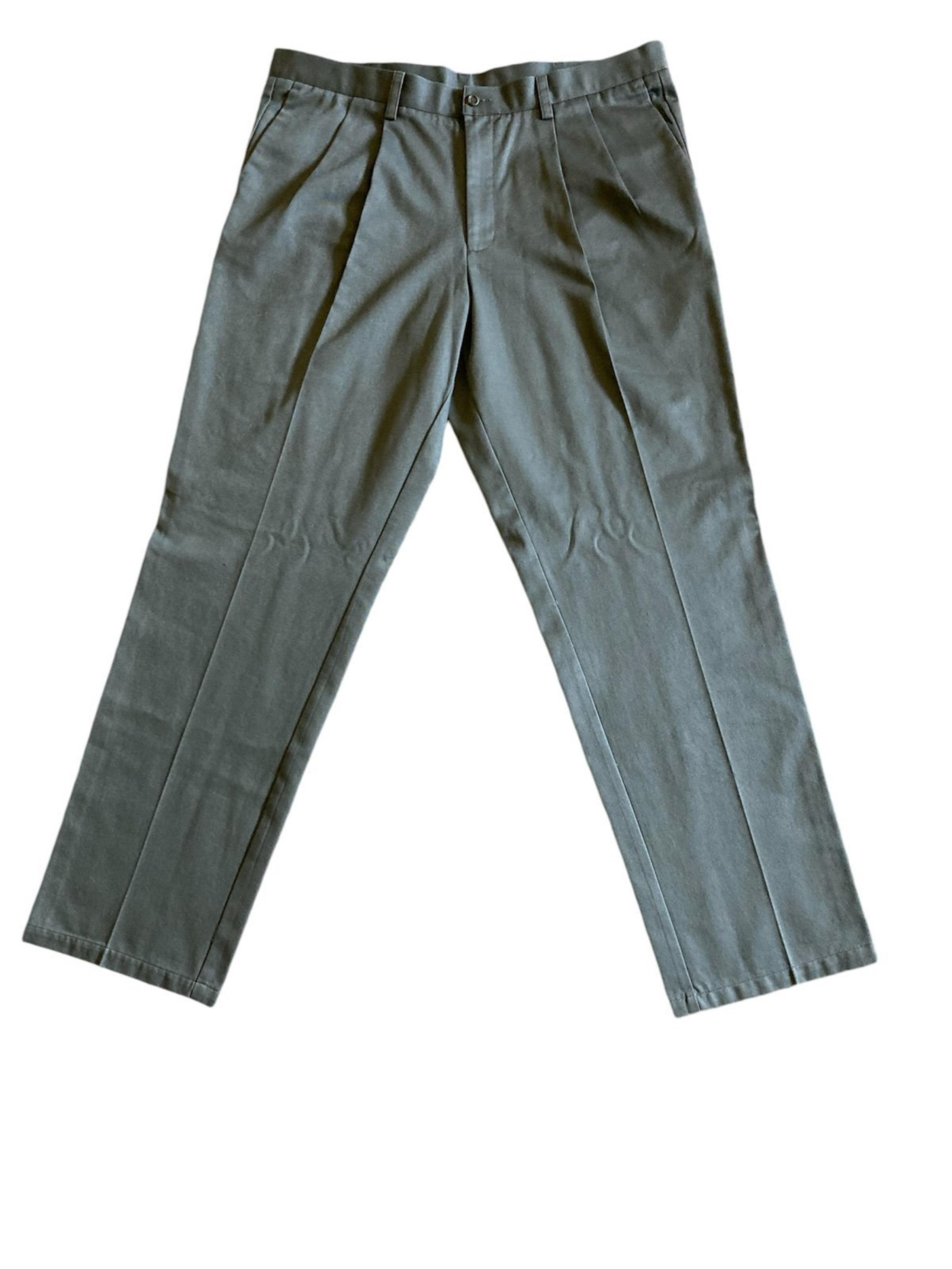 Men’s Green Dockers Pants Pleated Classic Front Waist 40 Length 34