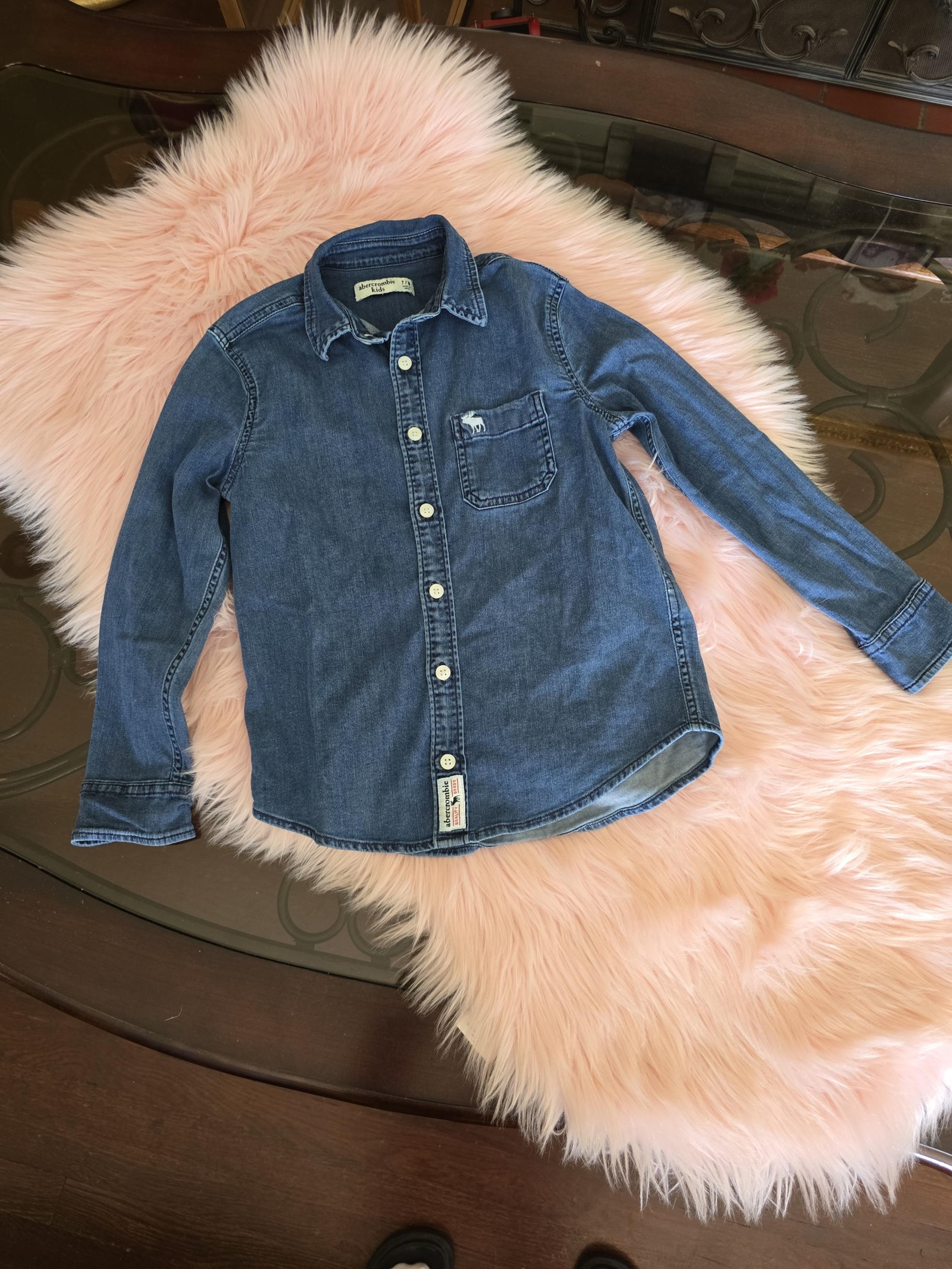 Abercrombie Kids Blue Denim Button Up Pocket Shirt Long Sleeve