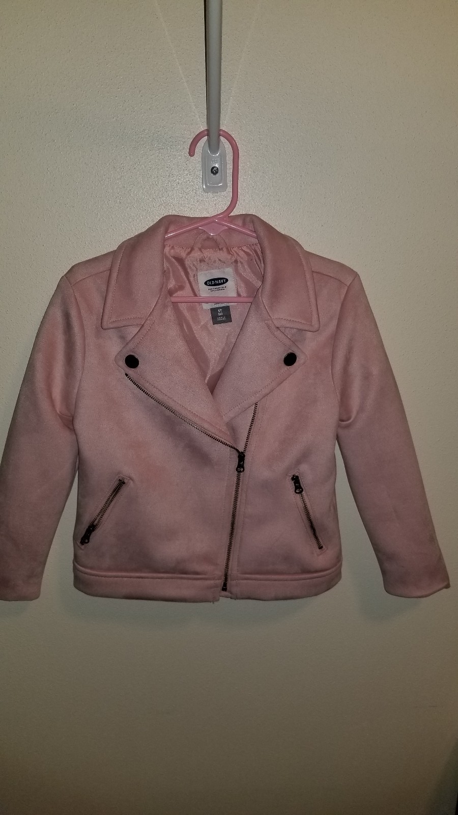 Old Navy Girl Suede Pink Moto Biker Jacket Size 5T