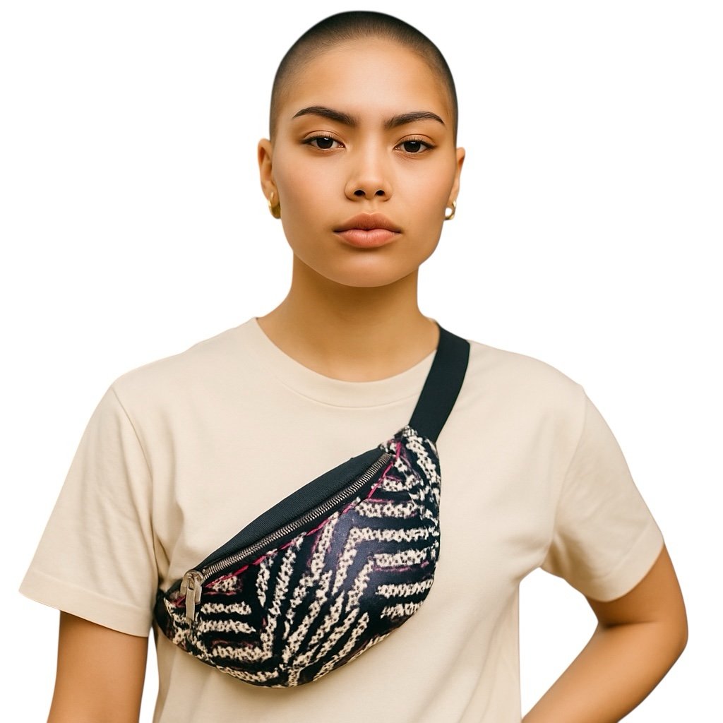 White Sequin Zebra Print Fanny Pack