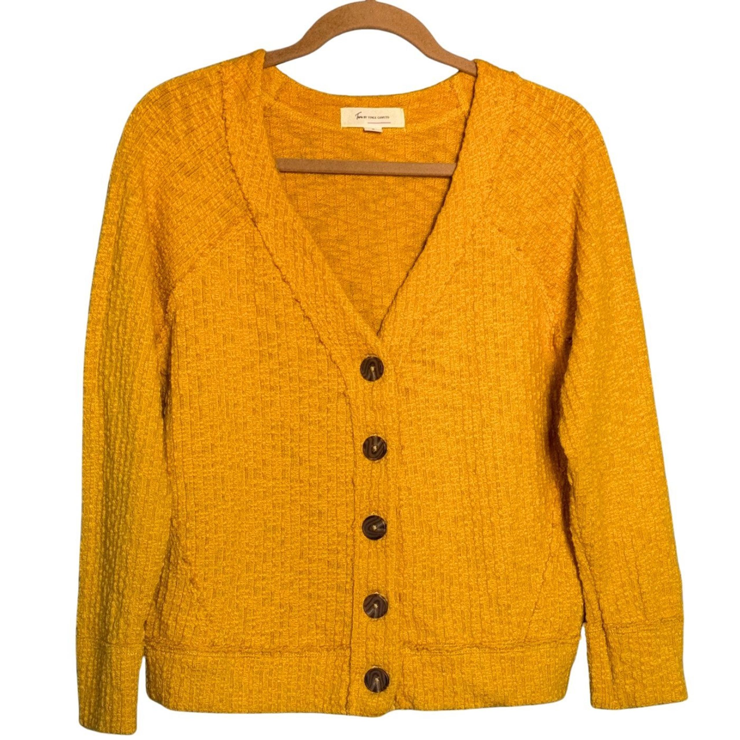 Two Vince Camuto Womens Cardigan Sweater Mustard Yellow Medium Fall Thanksgiving - Two by Vince Camuto