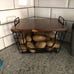 Metal Stacking/Nesting Rectangular Basket with Acacia Lid, Antique Black - NEW