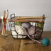 Metal Stacking/Nesting Rectangular Basket with Acacia Lid, Antique Black - NEW