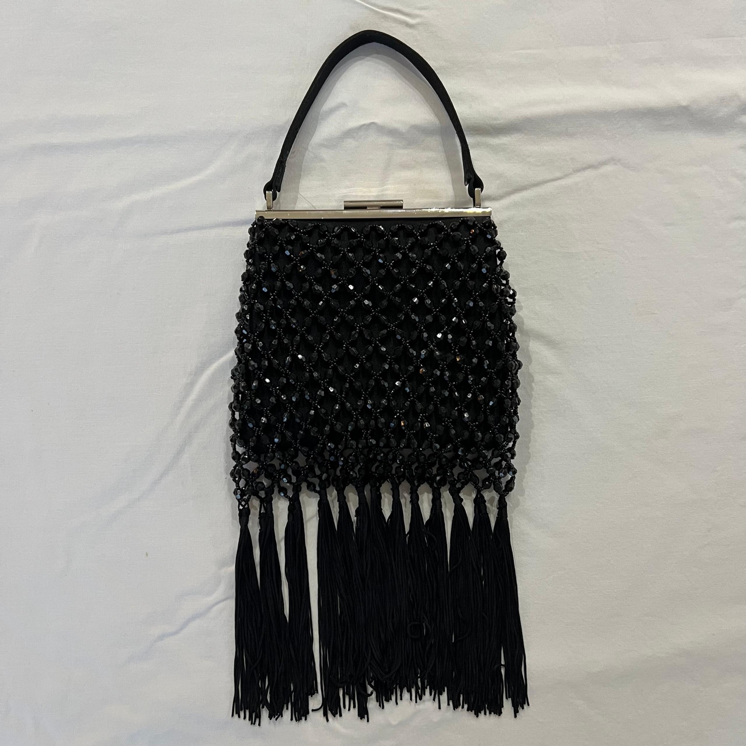 Vintage Beaded Fringe Clasp Bag