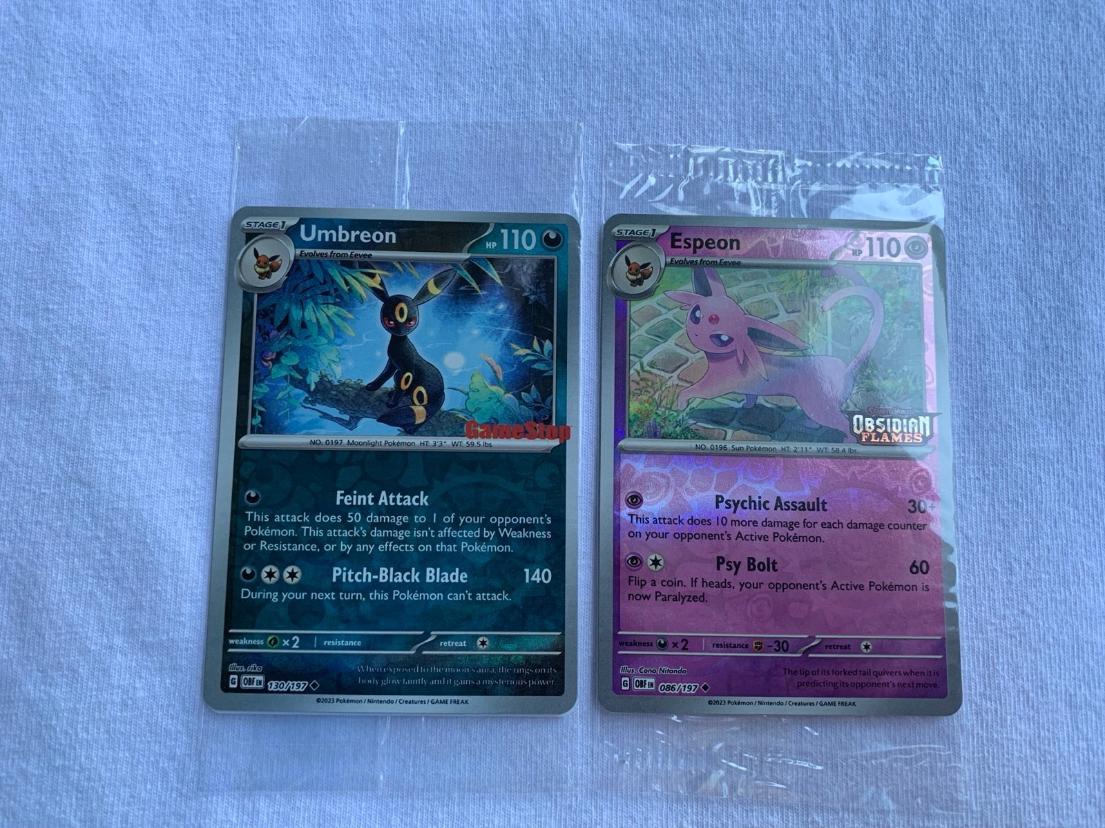 Obsidian Flames Espeon 086/197 Best Buy Umbreon 130/197 GameStop Promo Sealed