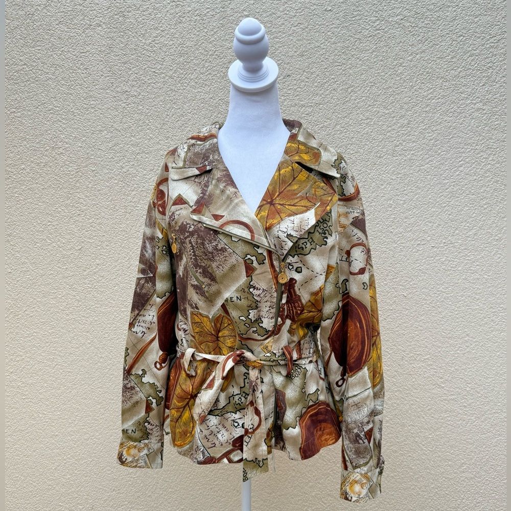 Mondi The Company multipattern map side zipper bomber cotton jacket