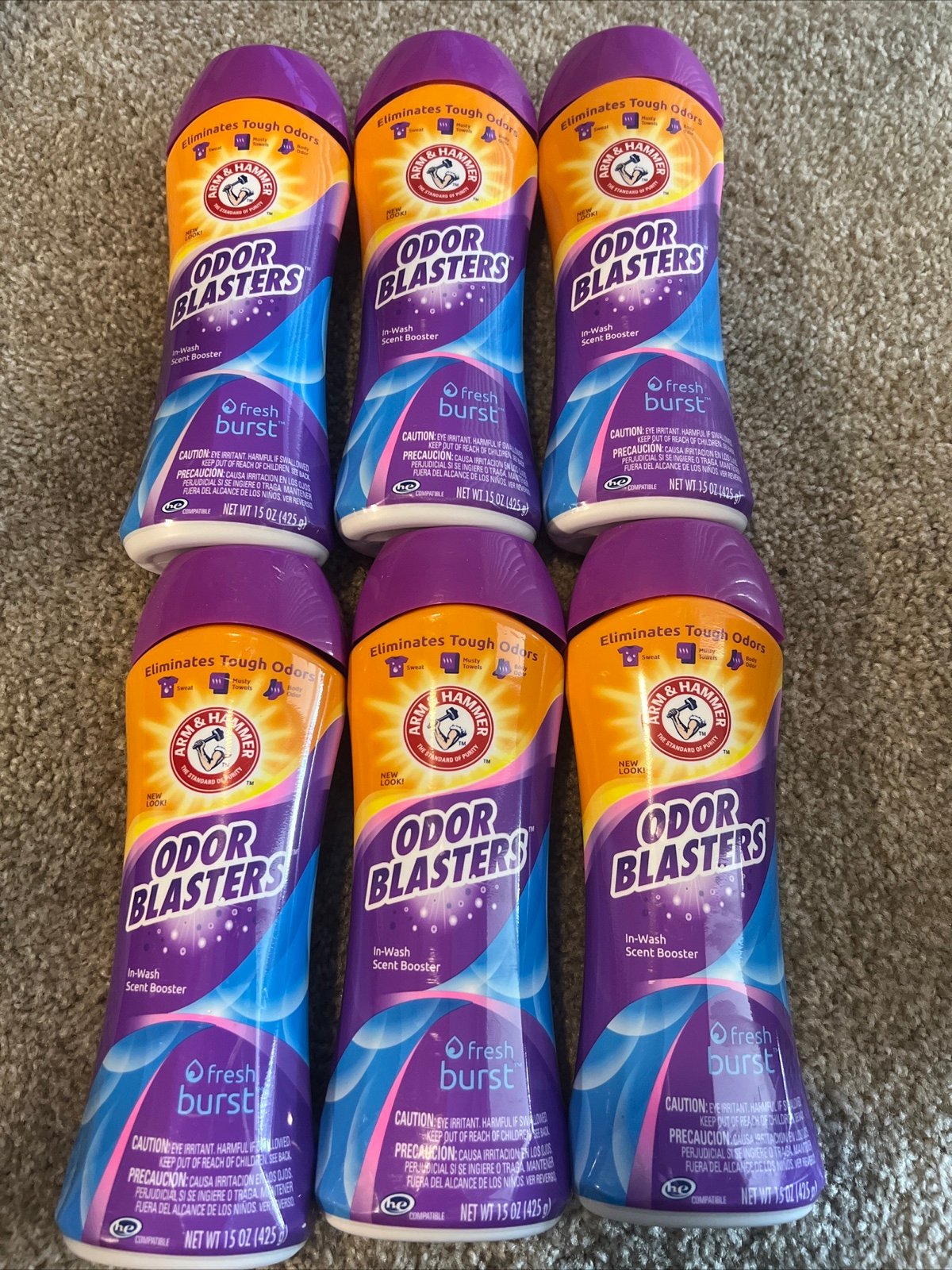 Lot of 6 Arm & Hammer Clean Scentsations Scent Booster Fresh Burst 15 OZ
