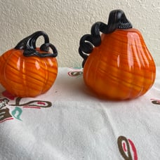 Set of 2 Glass Pumpkins Hand Blown