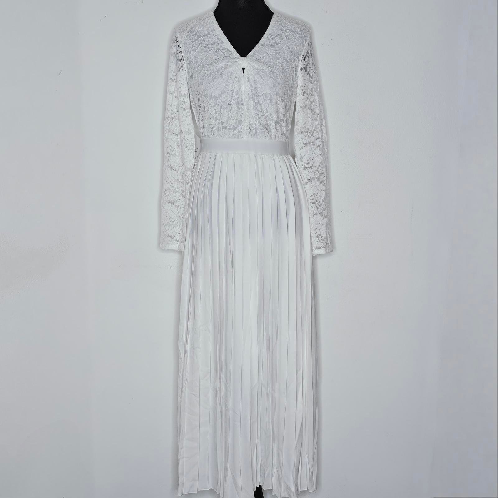 NWT Little Mistress Women's White/Lacing Down the Aisle Maxi Dress Size 6