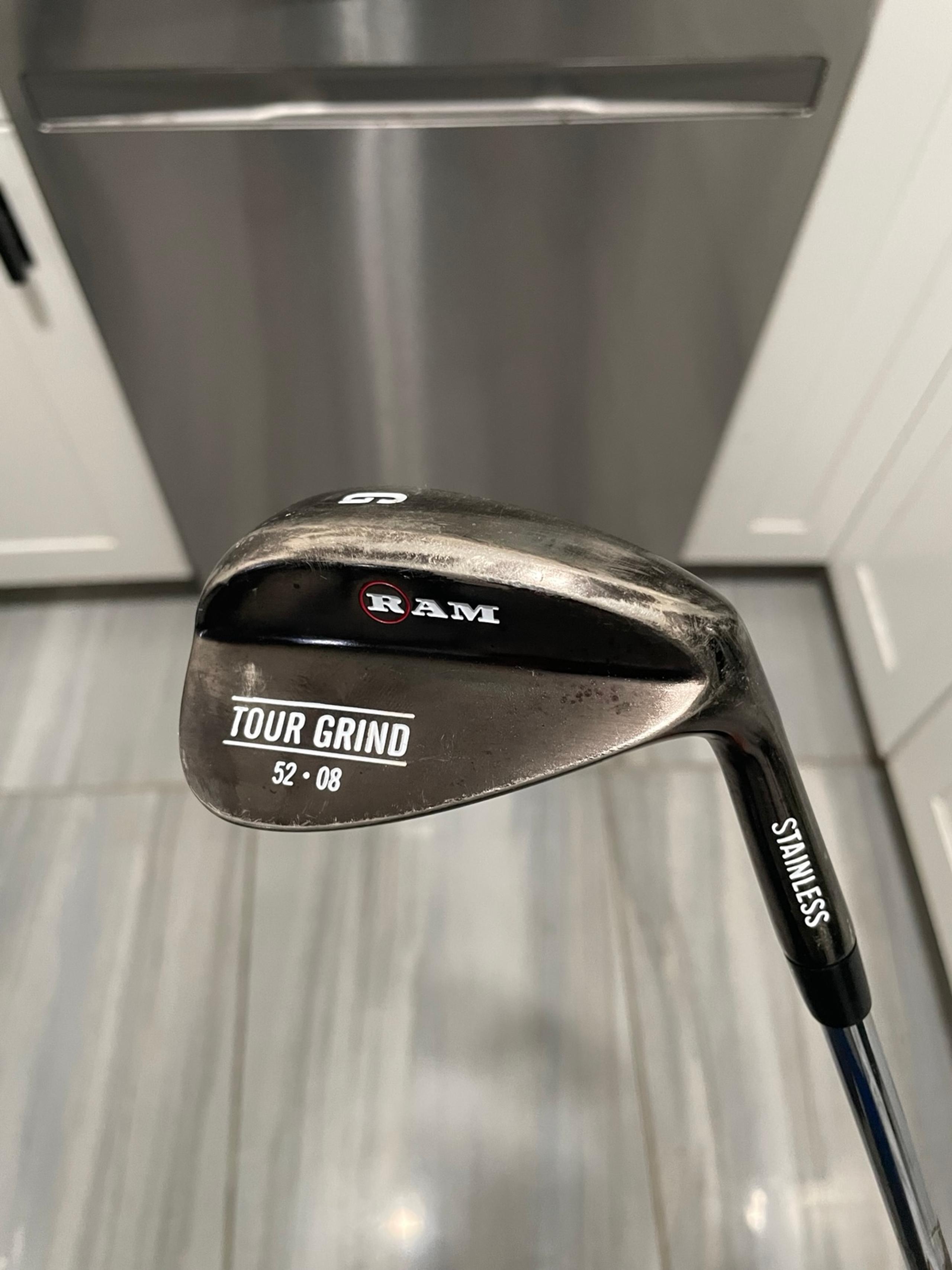 RAM Tour Grind 52*/08 Stainless Gap Wedge, R-44 Oil Can Steel Flex, 35.5” RH