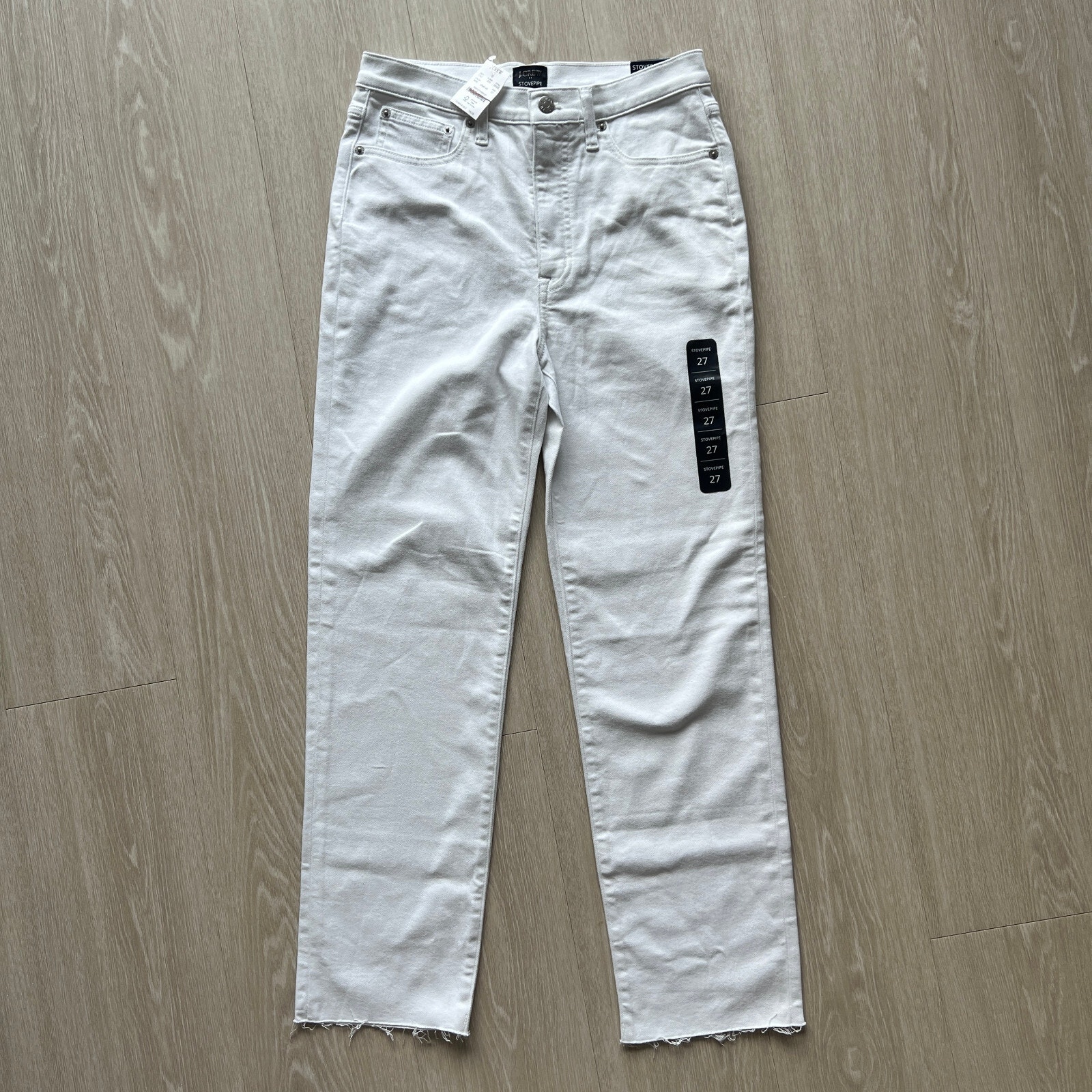 J Crew Factory Stovepipe Jeans Womens Size 27 White BX523 Signature Stretch