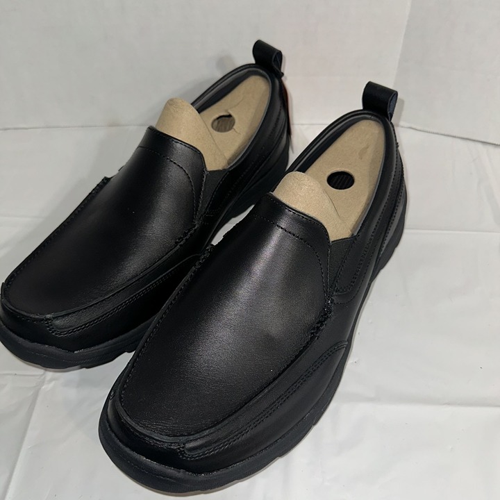 Skechers Mens Wide Fit Black Slip-On Loafers Size 11W 63697EW