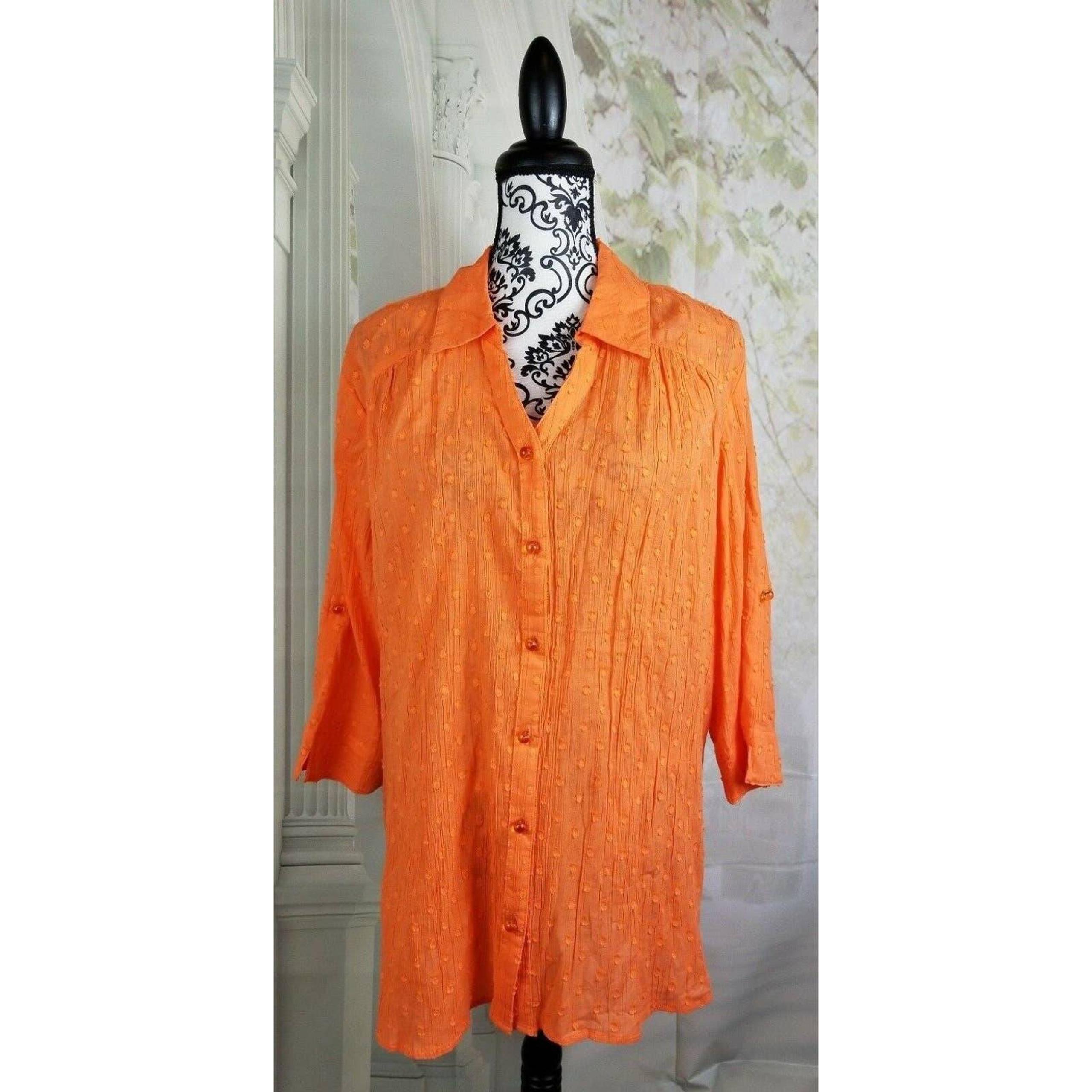 Denium & Co womens button down 3/4 length sleeve shirt size xl NWOT b17a