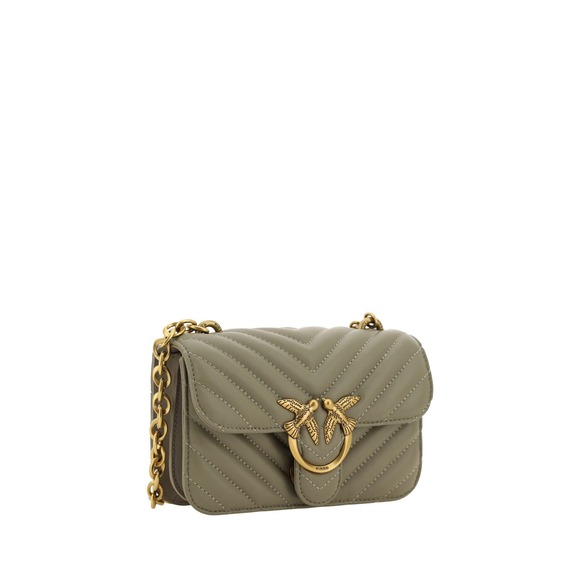 PINKO Green Calf Leather Love Bell Mini Shoulder Bag NWT