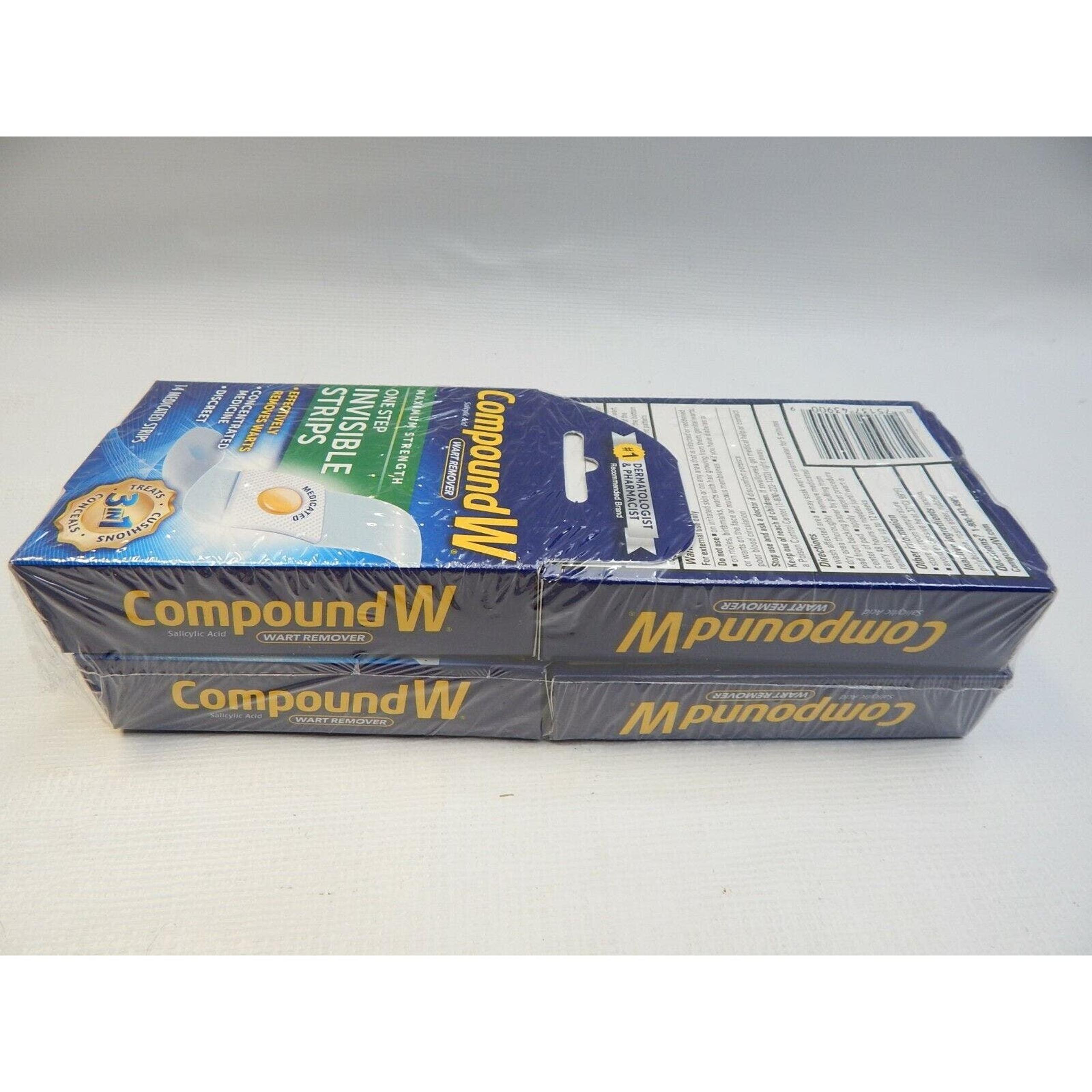 Wart Remover One Step Invisible Strips 56 Medicated Strips FOUR BOXES - Compound W