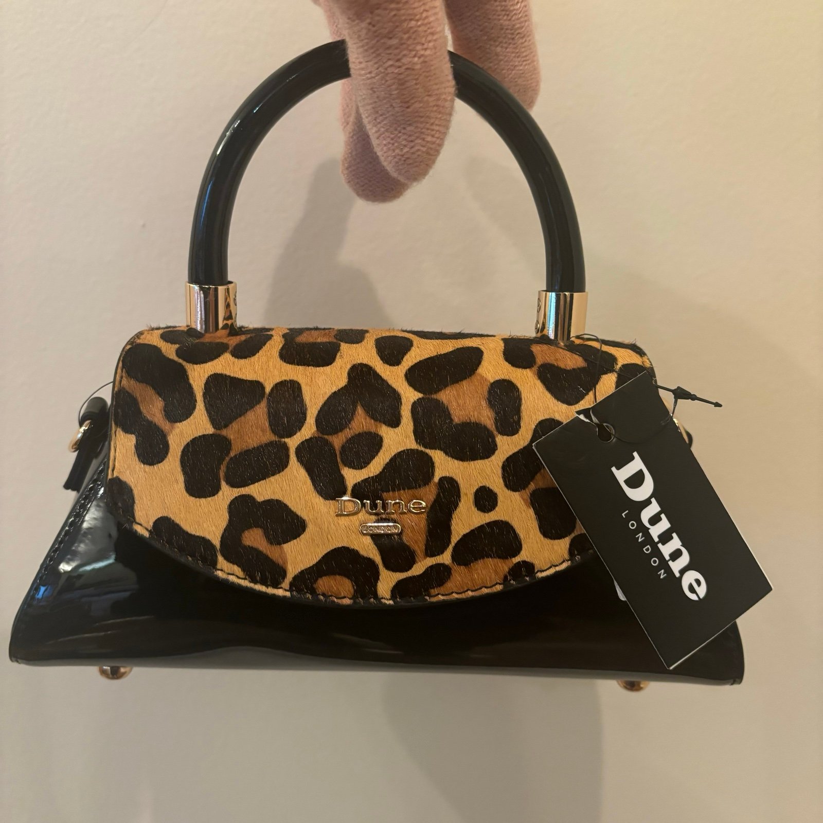 Dune London leopard print handbag with black handle Brand new