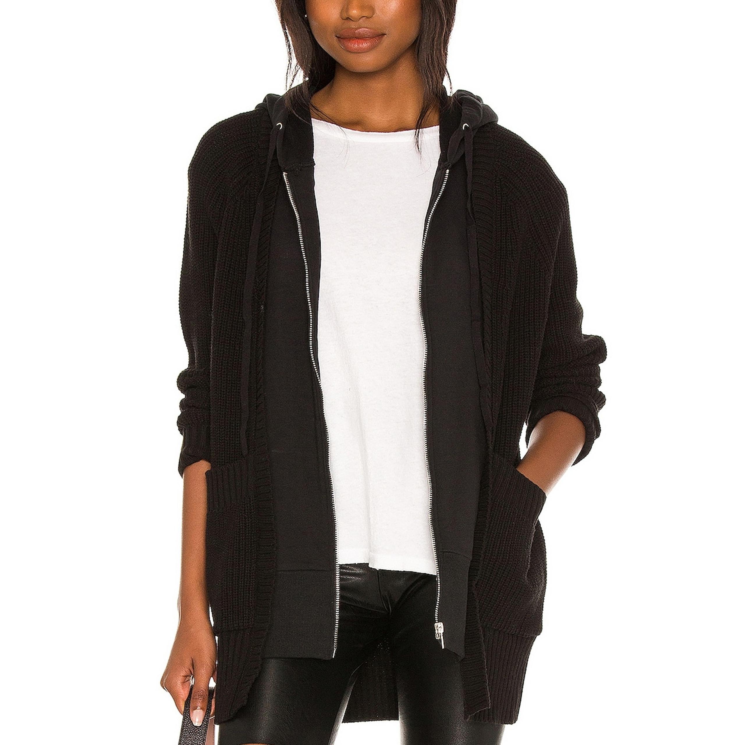 Central Park West 'Reed' Black Cotton Dickie Cardigan Size S
